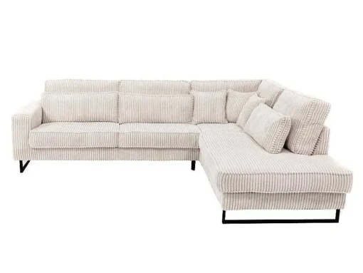 Xxl Hoekbank Van Beige Ribfluweel Tessio Van Maison Cephy