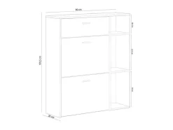 Zapatero Furniture, Windmodel, 90X26X101.5Cm, Tegroep Hall En Hall, Grijs En Eiken, Moderne Stijl