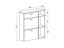 Zapatero Furniture, Windmodel, 90X26X101.5Cm, Tegroep Hall En Hall, Grijs En Eiken, Moderne Stijl