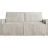 Zitbank 2 Plaatsen Beige Ribfluweel Amelia
