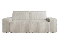 Zitbank 2 Plaatsen Beige Ribfluweel Amelia