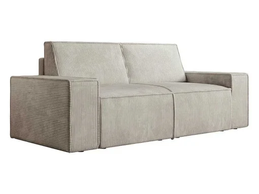 Zitbank 2 Plaatsen Beige Ribfluweel Amelia