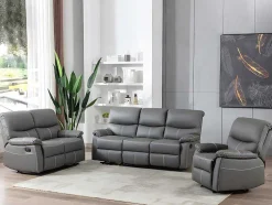 3+1 Zitbank In Grijze Kunstleer - Canby