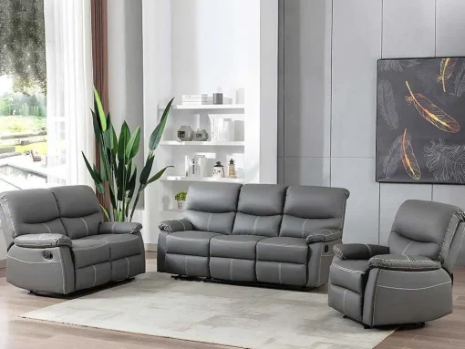 3+1 Zitbank In Grijze Kunstleer - Canby