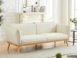Zitbank Met 3 Plaatsen En Bekleding In Beige Textuurstof Fanira
