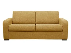 3-Zits Express Slaapbank Van Mosterdgele Stof - Matras 14 Cm - Bevis