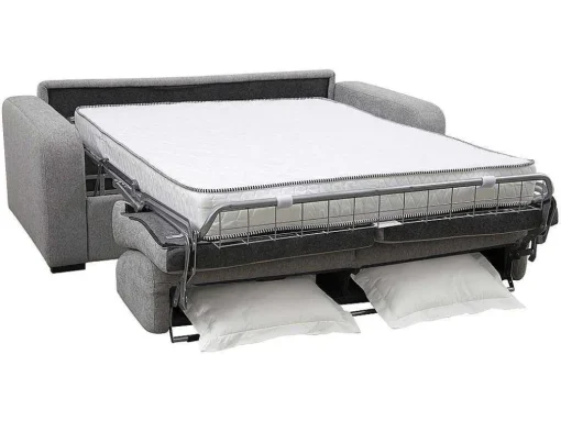 3-Zits Express Slaapbank Van Grijze Stof - Matras 18 Cm - Bevis