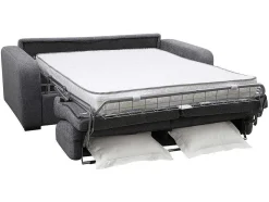 3-Zits Express Slaapbank Van Antraciete Stof - Matras 14 Cm - Bevis