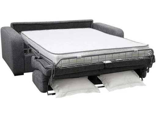 3-Zits Express Slaapbank Van Antraciete Stof - Matras 14 Cm - Bevis