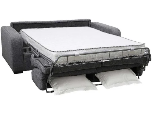 3-Zits Express Slaapbank Van Antraciete Stof - Matras 18 Cm - Bevis