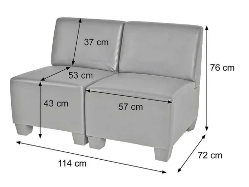 2-Zits Moncalieri, Creme, Zonder Armleuningen
