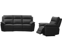 3 Zits Relaxbank En -Fauteuil Van Buffelleer Pakita - Zwart