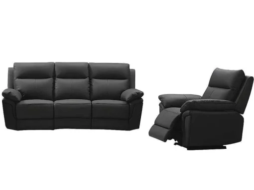 3 Zits Relaxbank En -Fauteuil Van Buffelleer Pakita - Zwart
