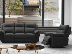 3 Zits Relaxbank En -Fauteuil Van Buffelleer Pakita - Zwart
