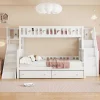 2-Zits Stapelbed Met Glijbaan En Planken - 90 X 200 Cm + 140 X 200 Cm - Wit - Anthony