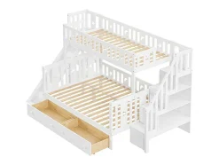 2-Zits Stapelbed Met Glijbaan En Planken - 90 X 200 Cm + 140 X 200 Cm - Wit - Anthony
