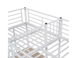 2-Zits Tussenbed - 2 X 90 X 200 Cm - Met Hoekbureau En Ladders - Metaal - Wit