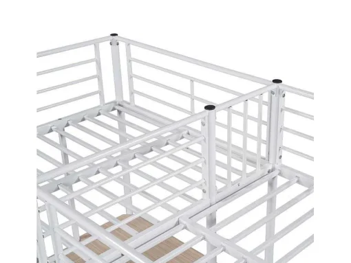 2-Zits Tussenbed - 2 X 90 X 200 Cm - Met Hoekbureau En Ladders - Metaal - Wit