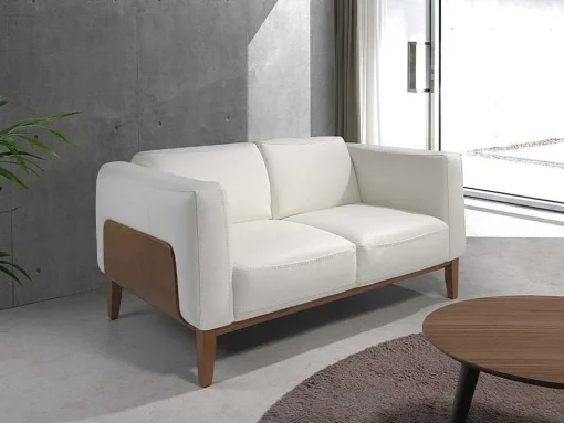 2-Zitsbank Bekleed In Wit Leder 6118 Angel Cerda