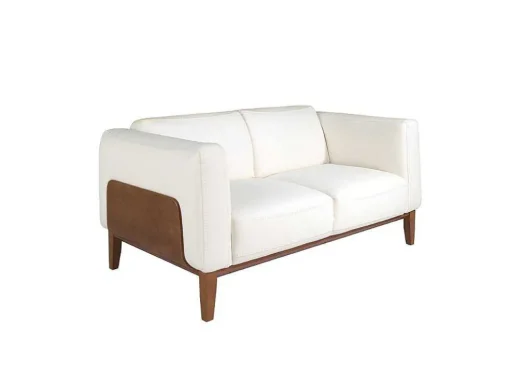 2-Zitsbank Bekleed In Wit Leder 6118 Angel Cerda