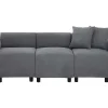 3-Zitsbank In Chenille-Stof Met 2 Kussens - Slaaphoogte 211 Cm - Grijs