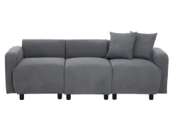 3-Zitsbank In Chenille-Stof Met 2 Kussens - Slaaphoogte 211 Cm - Grijs