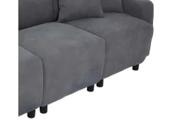 3-Zitsbank In Chenille-Stof Met 2 Kussens - Slaaphoogte 211 Cm - Grijs
