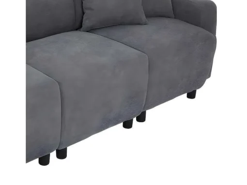 3-Zitsbank In Chenille-Stof Met 2 Kussens - Slaaphoogte 211 Cm - Grijs