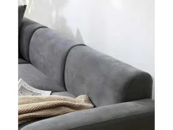 3-Zitsbank In Chenille-Stof Met 2 Kussens - Slaaphoogte 211 Cm - Grijs