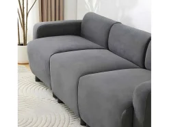 3-Zitsbank In Chenille-Stof Met 2 Kussens - Slaaphoogte 211 Cm - Grijs