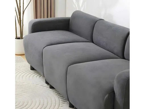 3-Zitsbank In Chenille-Stof Met 2 Kussens - Slaaphoogte 211 Cm - Grijs