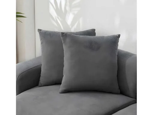 3-Zitsbank In Chenille-Stof Met 2 Kussens - Slaaphoogte 211 Cm - Grijs
