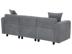 3-Zitsbank In Chenille-Stof Met 2 Kussens - Slaaphoogte 211 Cm - Grijs