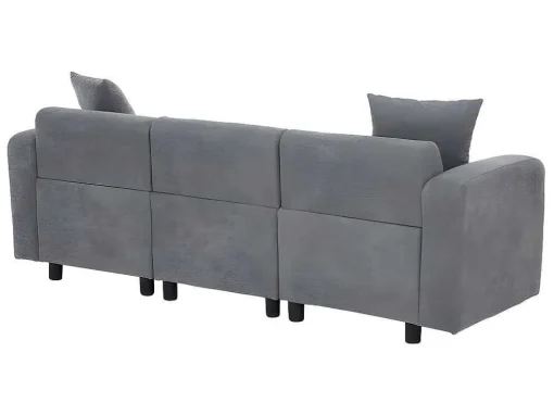 3-Zitsbank In Chenille-Stof Met 2 Kussens - Slaaphoogte 211 Cm - Grijs