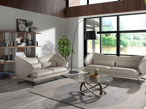 3-Zitsbank In Taupe Grijs Rundleder 6146 Angel Cerda