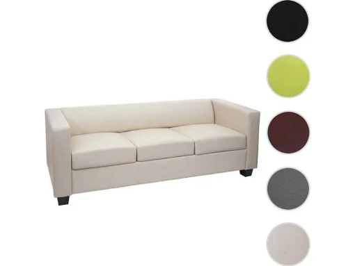 3-Zitsbank Lille, Kunstleer, Creme
