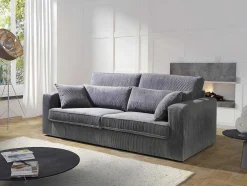 3-Zitsbank Mondovi Van Ribfluweel - Grijs