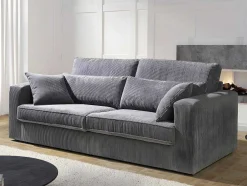 3-Zitsbank Mondovi Van Ribfluweel - Grijs