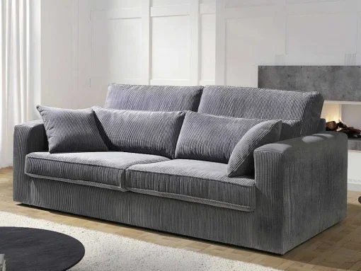 3-Zitsbank Mondovi Van Ribfluweel - Grijs