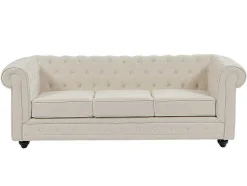 3-Zitsbank Van Beige Stof Chesterfield