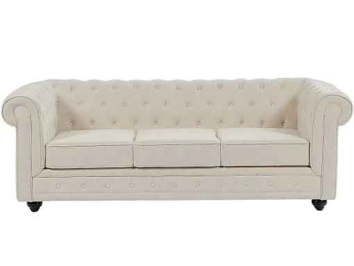 3-Zitsbank Van Beige Stof Chesterfield