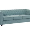 3-Zitsbank Van Lichtblauwe Stof Chesterfield