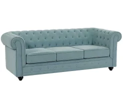 3-Zitsbank Van Lichtblauwe Stof Chesterfield