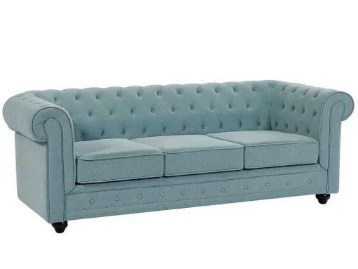 3-Zitsbank Van Lichtblauwe Stof Chesterfield