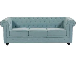 3-Zitsbank Van Lichtblauwe Stof Chesterfield