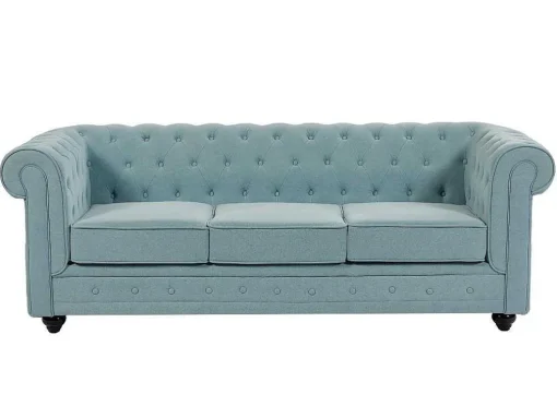 3-Zitsbank Van Lichtblauwe Stof Chesterfield