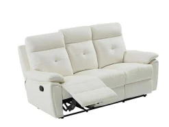 3- + 2-Zits-Relaxbank Van Wit Leer Vineta