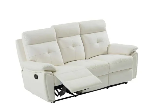 3- + 2-Zits-Relaxbank Van Wit Leer Vineta