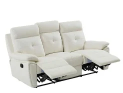 3- + 2-Zits-Relaxbank Van Wit Leer Vineta