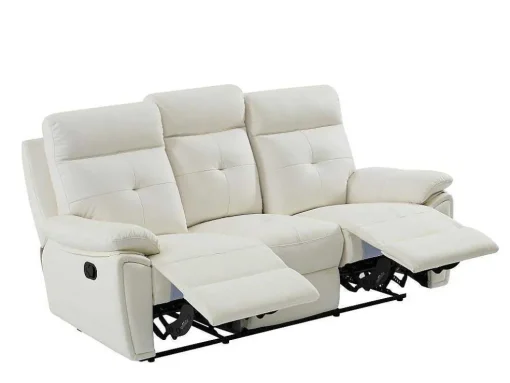 3- + 2-Zits-Relaxbank Van Wit Leer Vineta
